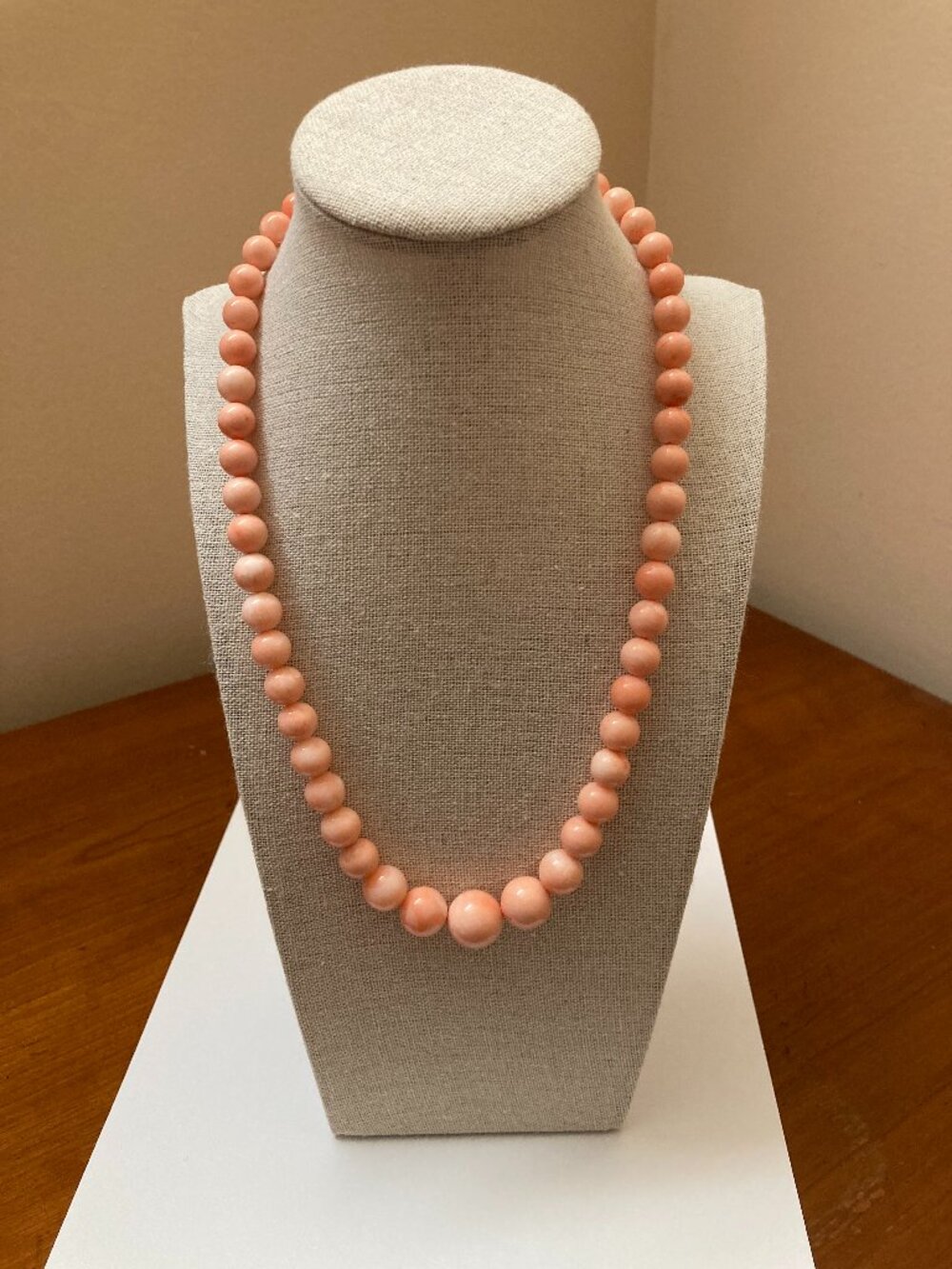 18K Yellow Gold Angel Skin Coral Necklace 20" Graduated
